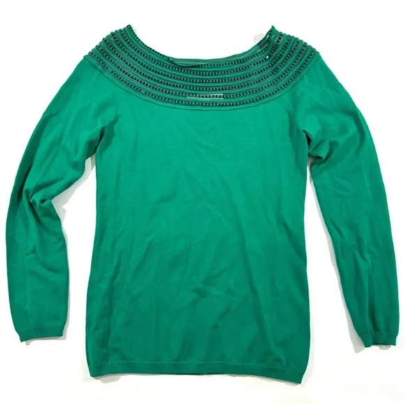 Boston Proper Sweater Glass Bead Trim Details - Picture 1 of 7